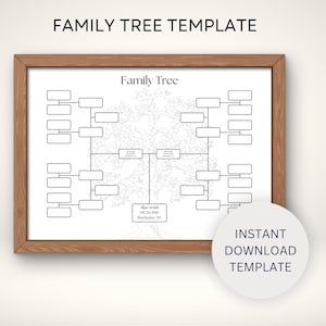 5 Generation Family Tree Chart | Printable Genealogy Template | Pedigree Chart for Family Reunions | Customizable Fillable PDF | Family Tree