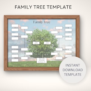 5 Generation Family Tree Chart | Printable Genealogy Template | Pedigree Chart for Family Reunions | Customizable Fillable PDF | Family Tree