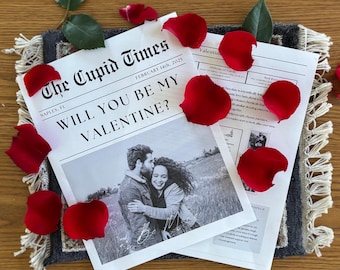 Custom Valentine's Day Newspaper Template: DIY Gift (Canva Digital Download)