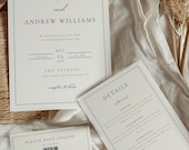 Monogram Wedding Invitation Suite | Elegant Printable Template with QR Code RSVP | Editable Download for Modern Wedding Invite | Edit Canva