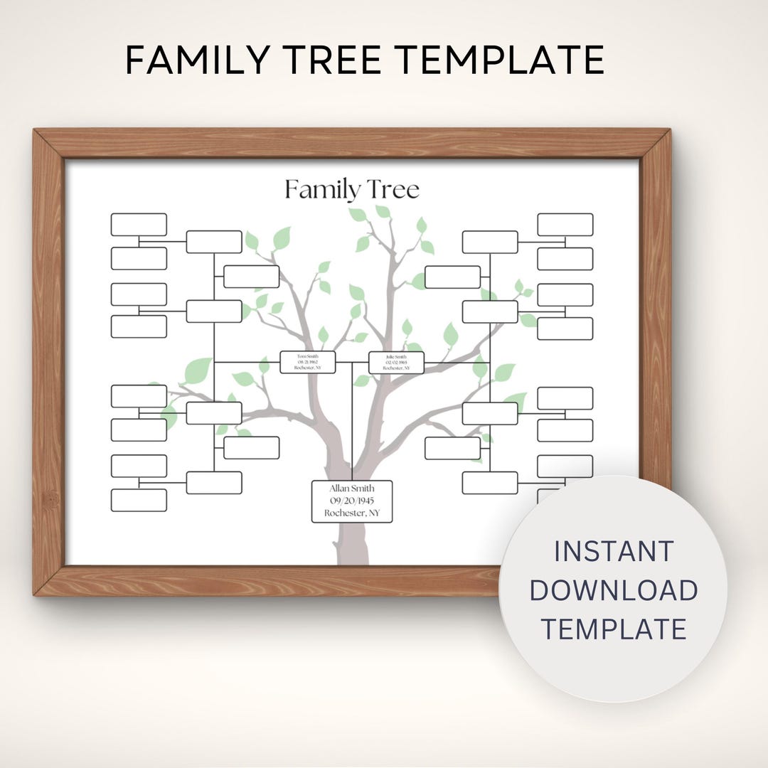5 Generation Family Tree Chart Printable Genealogy Template 5 Generation Family Tree Chart Printable Genealogy Template