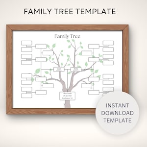 5 Generation Family Tree Chart | Printable Genealogy Template | Pedigree Chart for Family Reunions | Customizable Fillable PDF | Family Tree