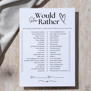 Would She Rather Bridal Shower Game Template | Printable & Interactive Bride-to-Be Game | Modern Wedding Activity | Fun Bridal Shower Game