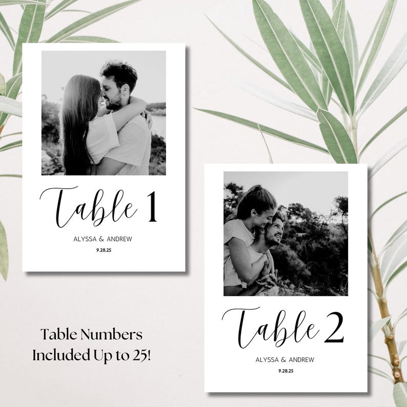Editable Photo Wedding Table Numbers Template (digital Download) - Etsy