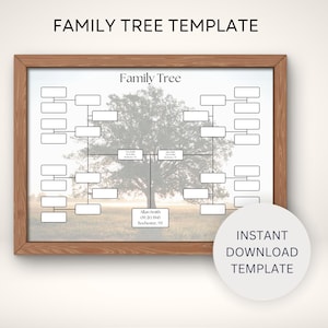 5 Generation Family Tree Chart | Printable Genealogy Template | Pedigree Chart for Family Reunions | Customizable Fillable PDF | Family Tree