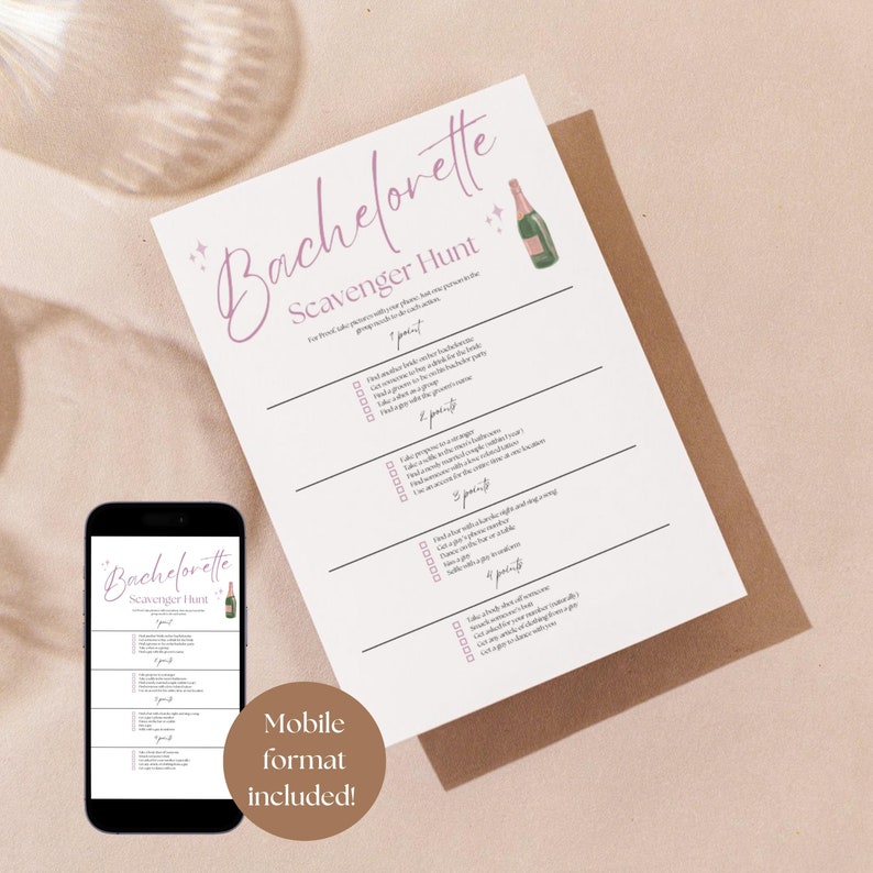 Bachelorette Scavenger Hunt Template Party Games (digital Download) Etsy