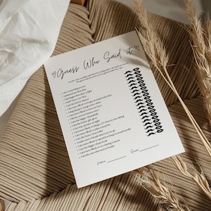 Guess Who Said It | He Said She Said | Bridal Shower Games | He Said She Said Game Card |Wedding Game | Editable Template | Instant Download