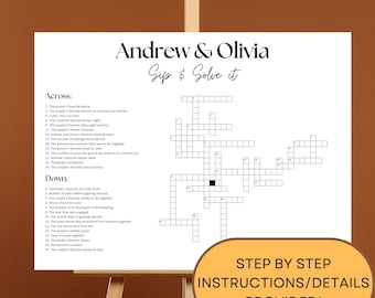 Custom Wedding Crossword Puzzle: Bridal Shower Game (Digital Download)