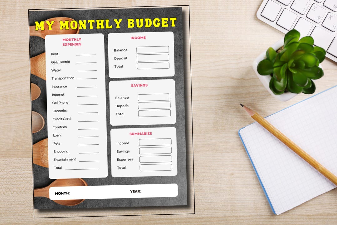 Budget Planner Moms Month Expense Track Family Budget Tool Financial