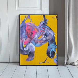Neon Abstract Art Print: Modern Glow-in-the-Dark Wall Decor (Digital Download