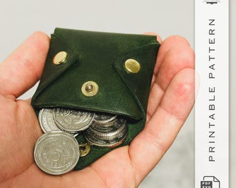 Molde de porta-moedas quadrado de couro: modelo faça você mesmo fácil (PDF/SVG)