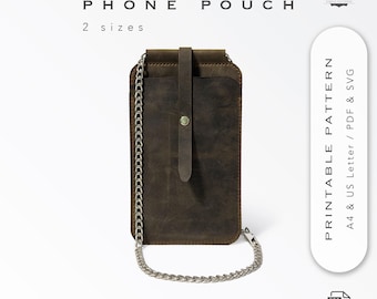 Umhängetasche Handytasche aus Leder Muster: DIY Bag Template (PDF & SVG) | 2 Größen