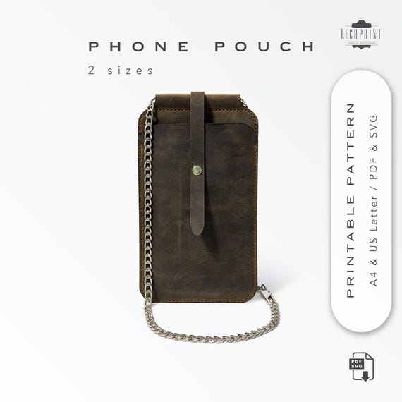 Leather Crossbody Phone Pouch Pattern: DIY Bag Template (PDF & SVG) | 2 sizes