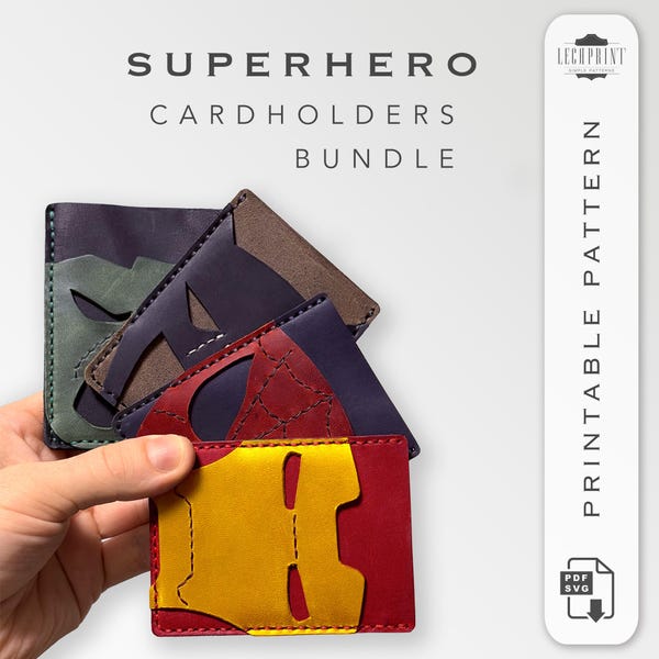 Hero-Inspired Leather Card Holder Templates: 4-in-1 DIY Printable Patterns (PDF & SVG)