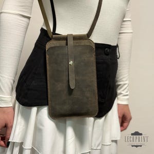 Leather Crossbody Phone Pouch Pattern: DIY Bag Template (PDF & SVG) | 2 sizes image 2