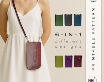 6-in-1 Leather Phone Pouch Pattern | Flap and Strap Designs (PDF & SVG)