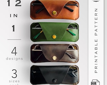 Leather Glasses Case Pattern: 12-in-1 DIY Eyewear Templates (PDF, SVG)