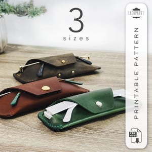 Modello per custodia per occhiali in pelle - pdf, svg, A4 e US Letter, modello fai da te per custodia per occhiali, 3 misure: piccola, media, grande, a scatto o Sam Browne Stud