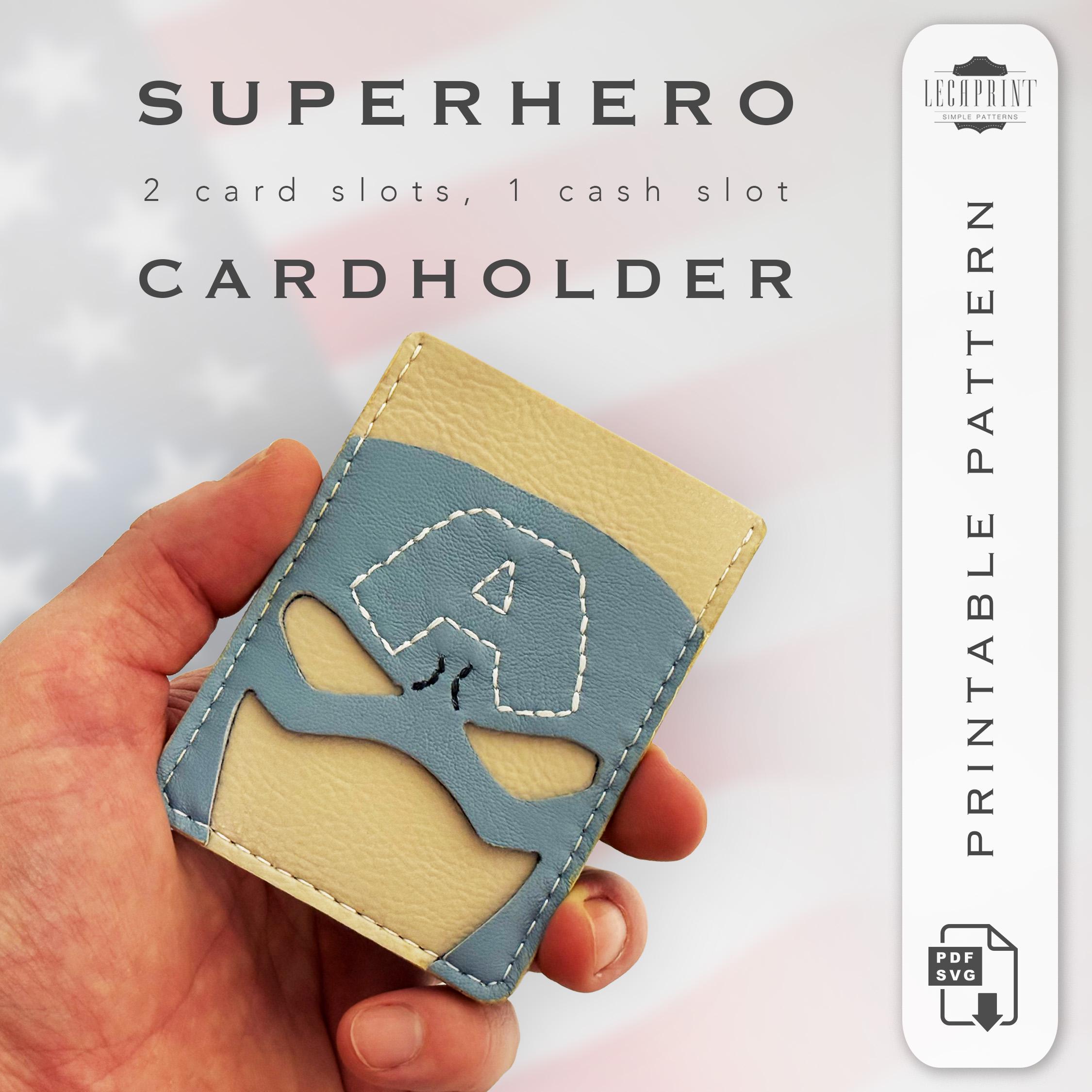 American Hero-Inspired Leather Card Holder Pattern | pdf & svg for A4 and US Letter | Printable DIY Wallet Template with Easy Instructions