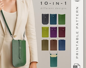 Crossbody Phone Pouch Pattern Bundle: 10-in-1 Leather Bag Templates (PDF & SVG)