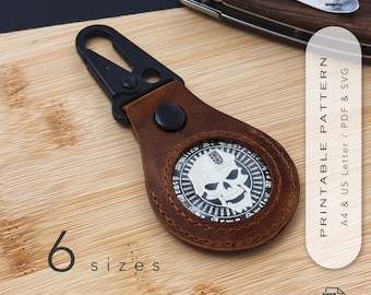 Challenge Coin Holder Pattern Set | 6 Sizes DIY Leather Keychain Template (PDF & SVG)