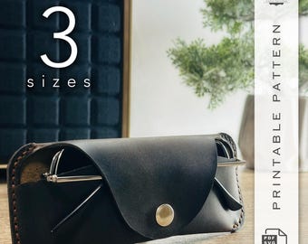 Leather Glasses Case Template: DIY Eyewear Pouch Pattern (PDF, SVG) | 3 Sizes
