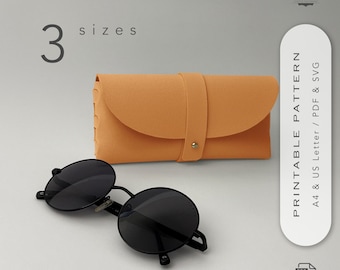 Leather Glasses Case Pattern – No Stitching, Tab-in-Slot Design (PDF & SVG, 3 Sizes) | Easy DIY Template