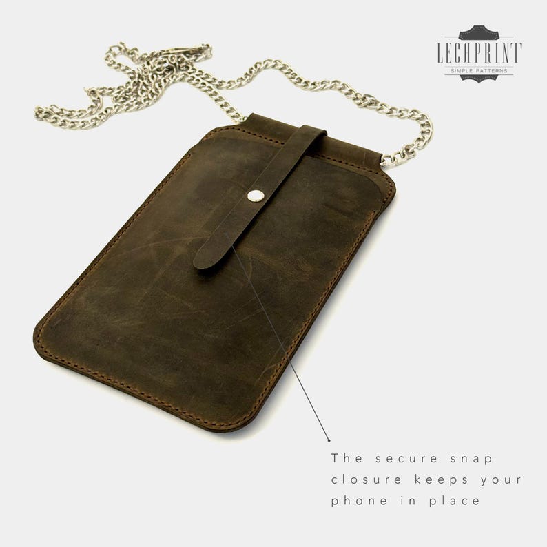 Leather Crossbody Phone Pouch Pattern: DIY Bag Template (PDF & SVG) | 2 sizes image 7