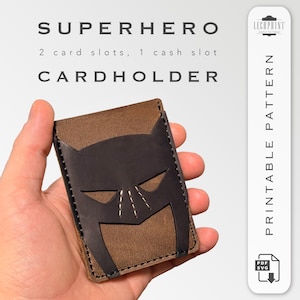 Von Helden inspiriertes Leder-Kartenhalter-Muster - 2 Schlitze + Bargeldtasche-Design | A4 und US Letter, pdf- und svg-Formate | Einfache DIY druckbare Vorlage