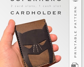 Hero-Inspired Leather Card Holder Pattern - 2 Slots + Cash Pocket design | A4 and US Letter, pdf & svg formats | Easy DIY Printable Template