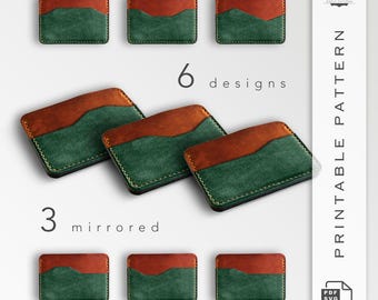 Leather Card Holder Pattern: 3-Slot Design with 6 Variations (SVG & PDF) | Simple DIY Template