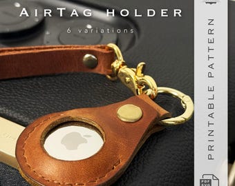 Leather AirTag Holder Pattern | DIY Keychain, Strap Template (PDF & SVG)