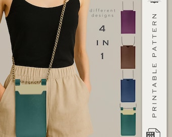 Crossbody Phone Pouch Pattern Bundle: 4 Minimalist Leather Designs (PDF & SVG)