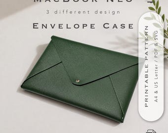 Leather MacBook Neo Envelope Case Pattern: 3 Minimalist Designs (PDF & SVG Template)