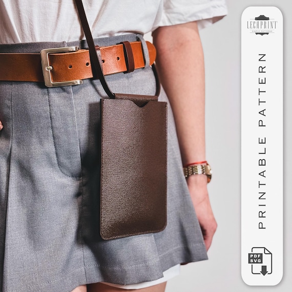 Leather Crossbody Phone Pouch Pattern: DIY Bag Template (PDF & SVG)