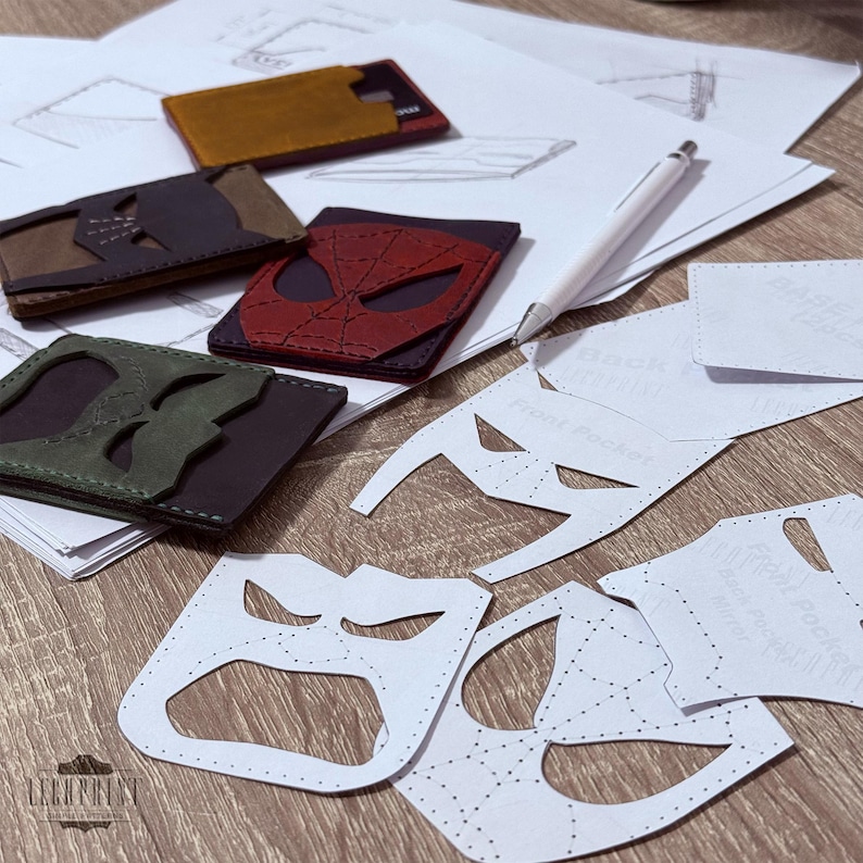 Heroinspired Leather Card Holder Templates 4in1 DIY Printable