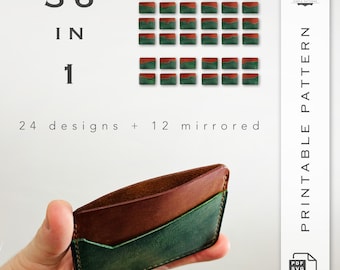 36-in-1 Leather Cardholder Patterns - 3 Slot Design, 24 Variations + 12 Mirrored Versions | Printable PDF & SVG Templates / A4 and US Letter