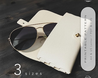 Leather Glasses Case Pattern – No Stitching, Tab-in-Slot Design (PDF & SVG, 3 Sizes) | Easy DIY Template
