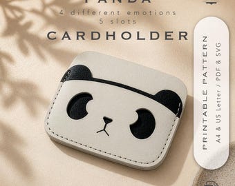 Panda Card Holder Pattern | 5 Slots | 4 Designs | Leather Card Wallet Template PDF & SVG