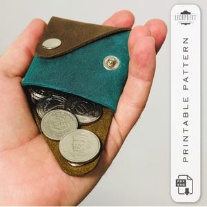 Quadratisches Leder Münzbeutel Muster - pdf, Vorlage, Sofort Download, A4 & US Letter, DIY Lederhandwerk mit Druckknopf für Münzen oder kleine Gegenstände
