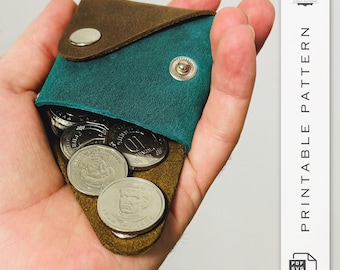 Leather Coin Pouch Pattern: Snap Closure, 3 Sizes (PDF, SVG)