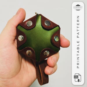 Patrón PDF/SVG de bolsa de monedas de cuero hexagonal imprimible, plantilla digital, descarga instantánea, tamaño A4 y carta, proyecto de artesanía de cuero DIY.