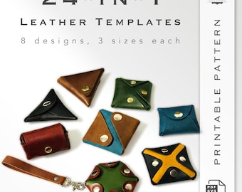 Leather Coin Pouch 24-in-1 Patterns: 8 Designs, 3 Sizes (PDF & SVG) | Easy DIY Template