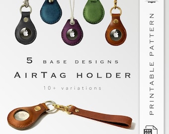 Leather AirTag Holder Pattern Set: 5-in-1 DIY Keychain Template (PDF & SVG)
