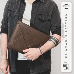 Leather Envelope Laptop Case Pattern for MacBook Pro14&quot; | 3 Designs | pdf & svg for A4 and US Letter | Simple DIY Template with Instructions