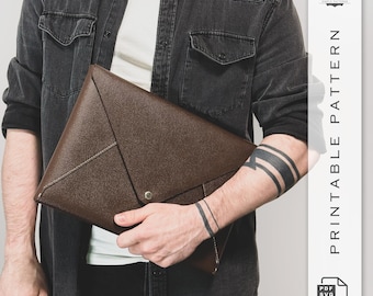 Leather MacBook Pro 14" Envelope Case Pattern: 3 Minimalist Designs (PDF & SVG Template)