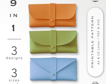 Leather Glasses Case Pattern Set: 9-in-1 No-Stitch PDF & SVG Templates