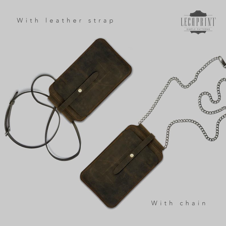 Leather Crossbody Phone Pouch Pattern: DIY Bag Template (PDF & SVG) | 2 sizes image 6