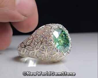 Beautiful Moissanite Gemstone Ring 925 Sterling Silver Handmade Moissanite Ring For Men