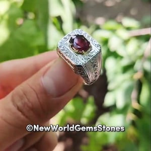 Real African Ruby Yaqoot Ring for Men Beautiful Ruby Yaqoot Gemstone Real Sterling Silver 925 Ring For Men